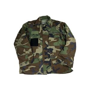 Vintage US Air Force Jacket Mens Medium Woodland Camo Combat‎ Coat Military 90s